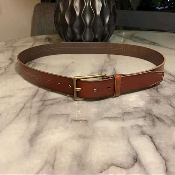 Frye Men’s Genuine Leather Brown Stitched Belt - Picture 2 of 16